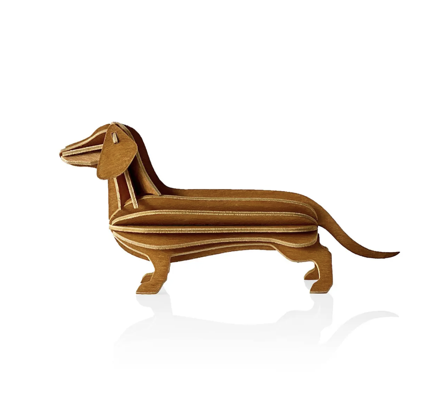 3D Wooden Dachshund Decoration/12cm - Cinnamon