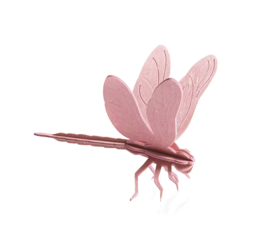 3D Wooden Dragonfly Decoration - Light Pink