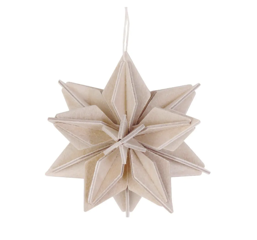 3D Wooden Star Hanging Decoration/5cm - Natural