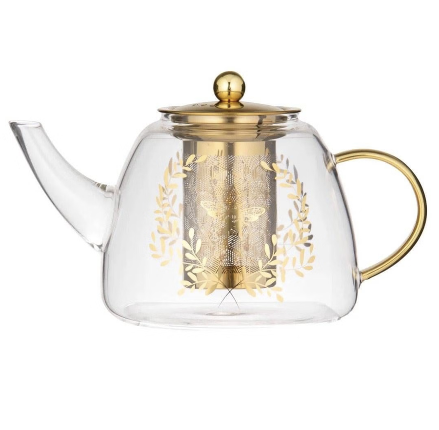 Elegant Bee Glass Infuser Teapot