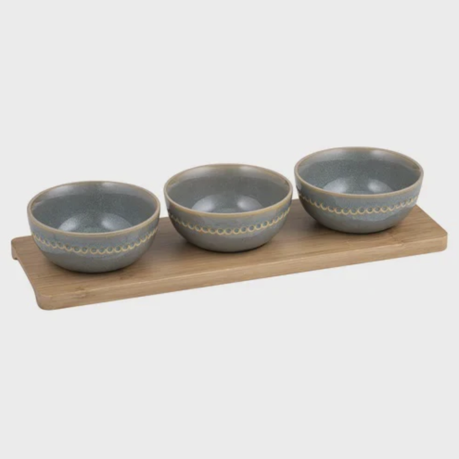 Cameo Sage 4pc Bowl & Tray Set