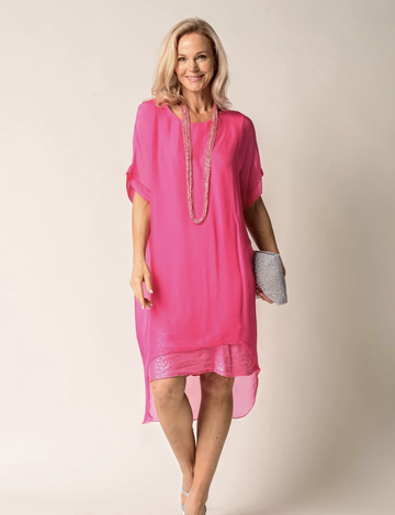 Londa Silk Dress In Raspberry Sorbet