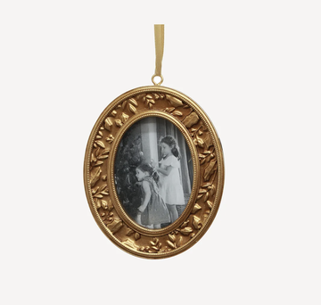 Holly Oval Gold Frame Hanging Decoration