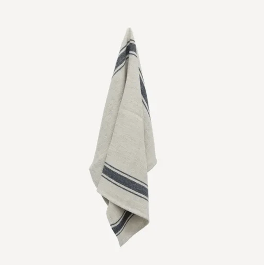 Classic Stripe Tea Towel Natural & Navy