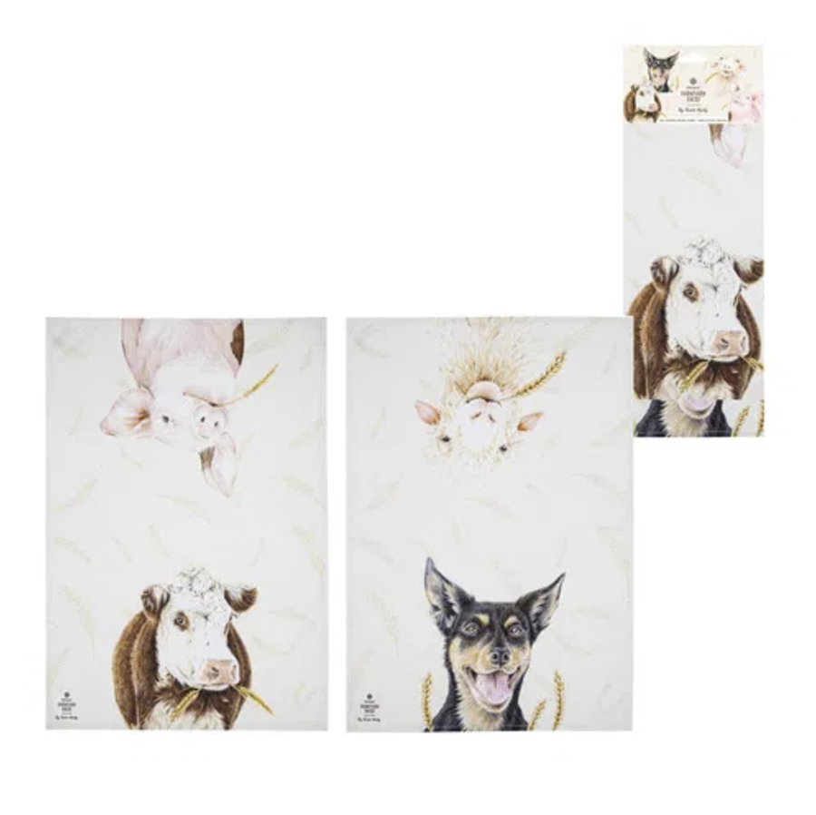 Farmyard Faces 2pk Kitchen Towel