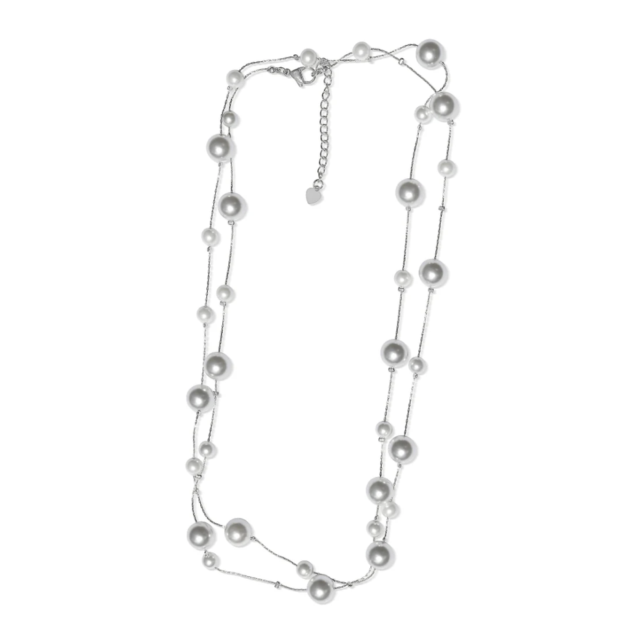 Perle Long Silver Pearl Necklace