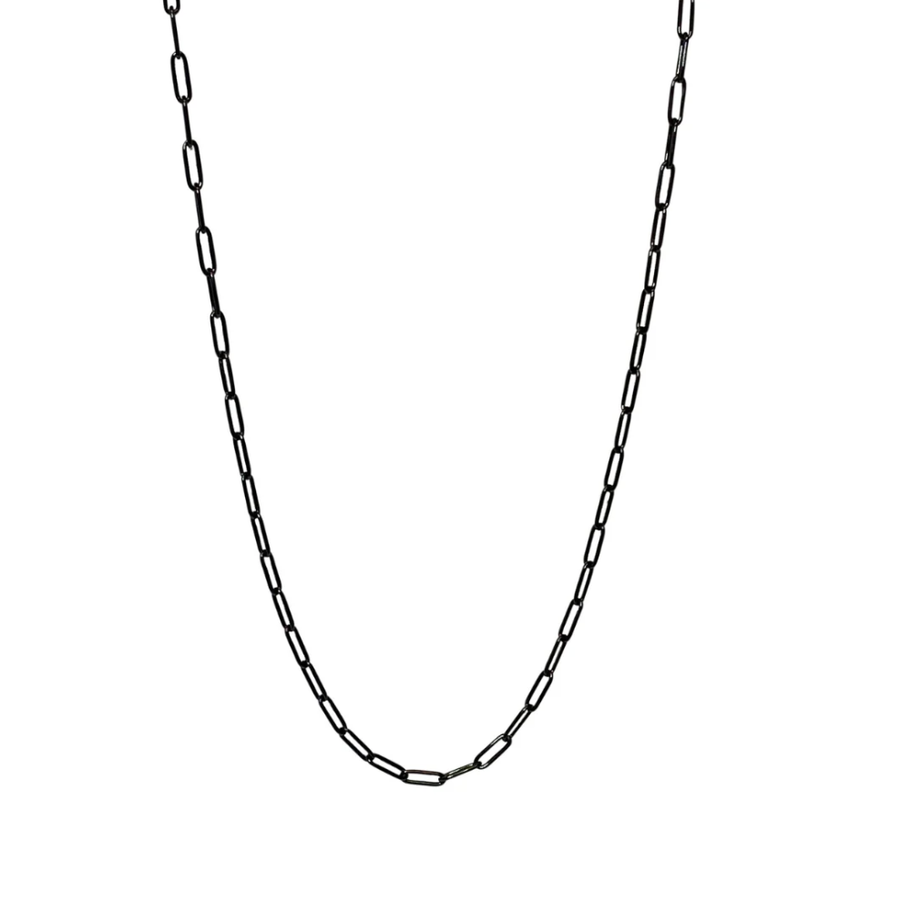 Steel Me Black Paperclip Chain - Short