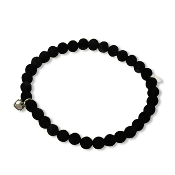 La Pierre Black Onyx Stretchy Bracelet