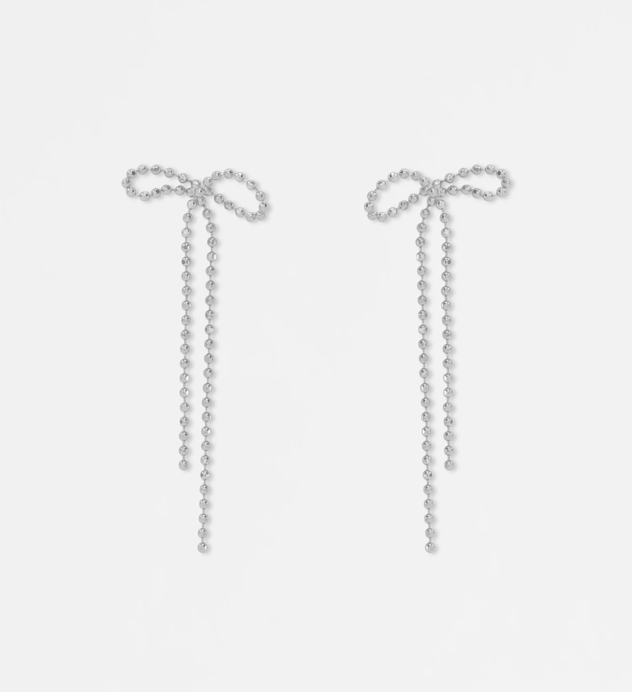 Earrings - Silver Petite Chain Bow