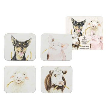 Farmyard Faces Assorted 4pk Coaster