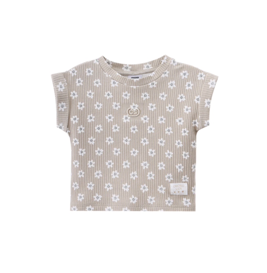 Ellie Embossed Tee - Beige Print