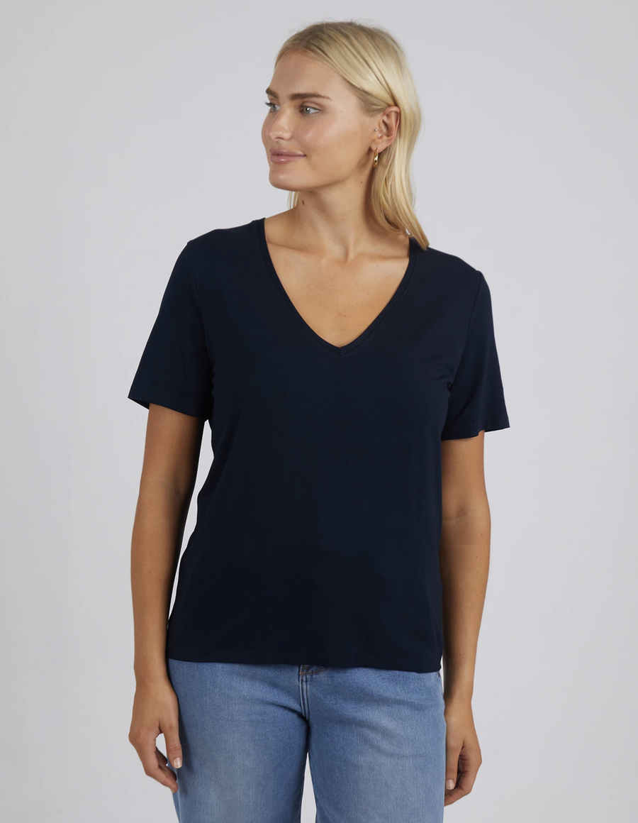 Lexi V Neck Tee - Navy