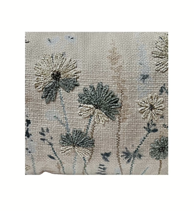 Wildflowers Embroidered Cushion - Square