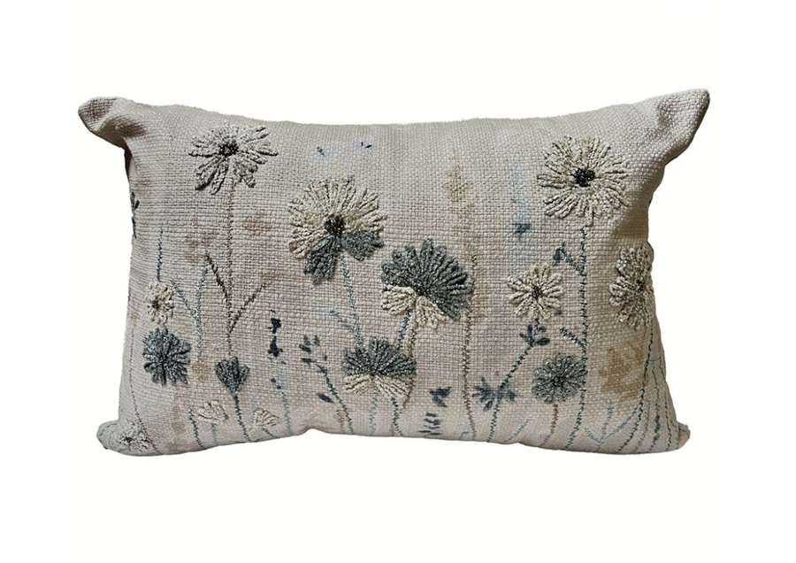 Wildflowers Embroidered Cushion - Rectangle