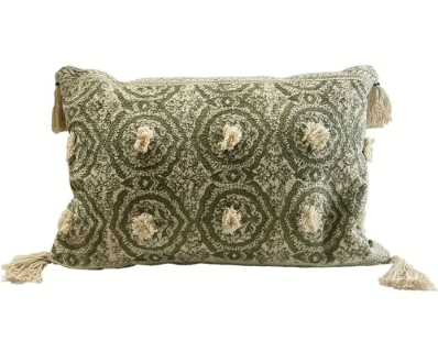 Artisan Block Printed Cushion - Sage