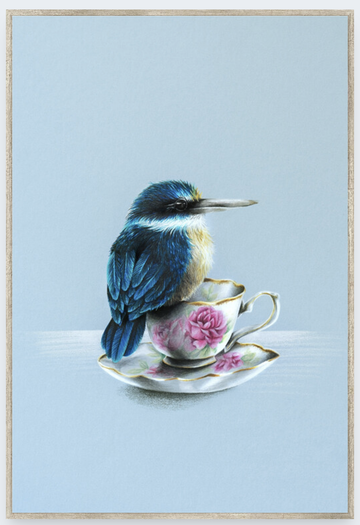 Box Frame - Kingfisher on a Teacup