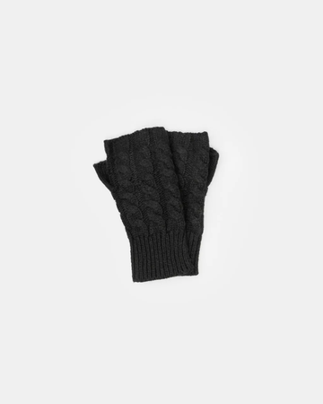 Harlow Fingerless Wool Mix Gloves – Black