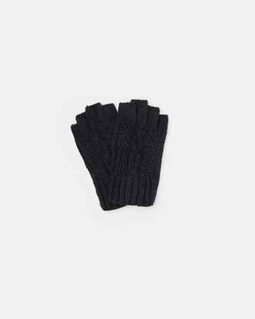 Erica Fingerless Wool Mix Gloves – Black