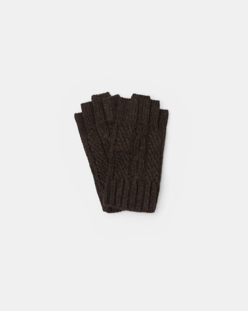 Erica Fingerless Wool Mix Gloves – Chocolate