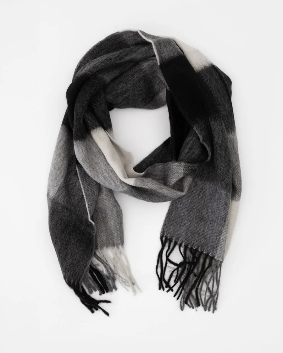 Krista 100% Wool Scarf – Black Grey