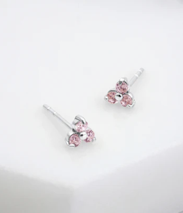 Crystal Cluster Stud - Silver/Pink