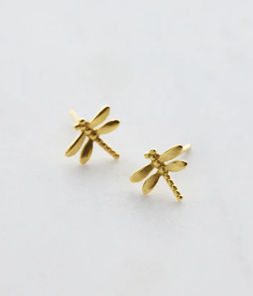 Dragonfly Stud Earrings - Gold