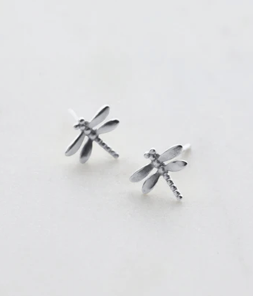 Dragonfly Stud Earrings - Silver