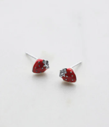 Strawberry Stud Earrings - Silver