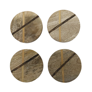 Coaster Wood Set of 4 Inlay Style 1