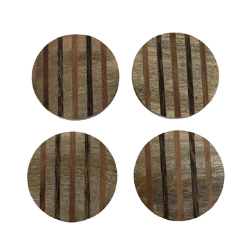 Coaster Wood Set of 4 Inlay Style 3