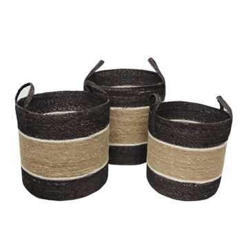 Seagrass/Jute Storage Baskets with Handles - Large