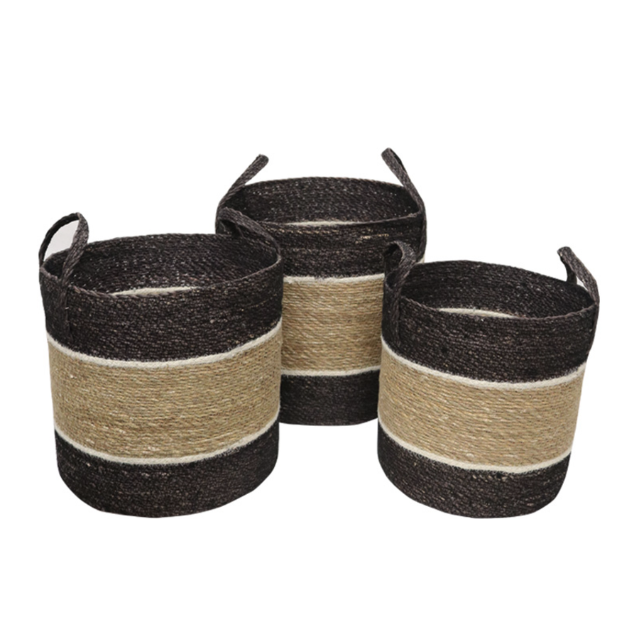 Seagrass/Jute Storage Baskets with Handles - Large