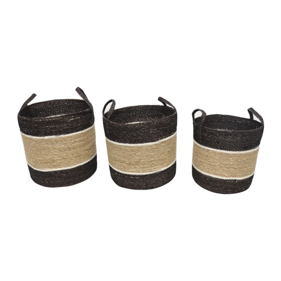 Seagrass/Jute Storage Baskets with Handles - Medium