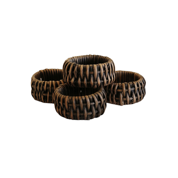 Bermuda Napkin Rings In Walnut Rattan