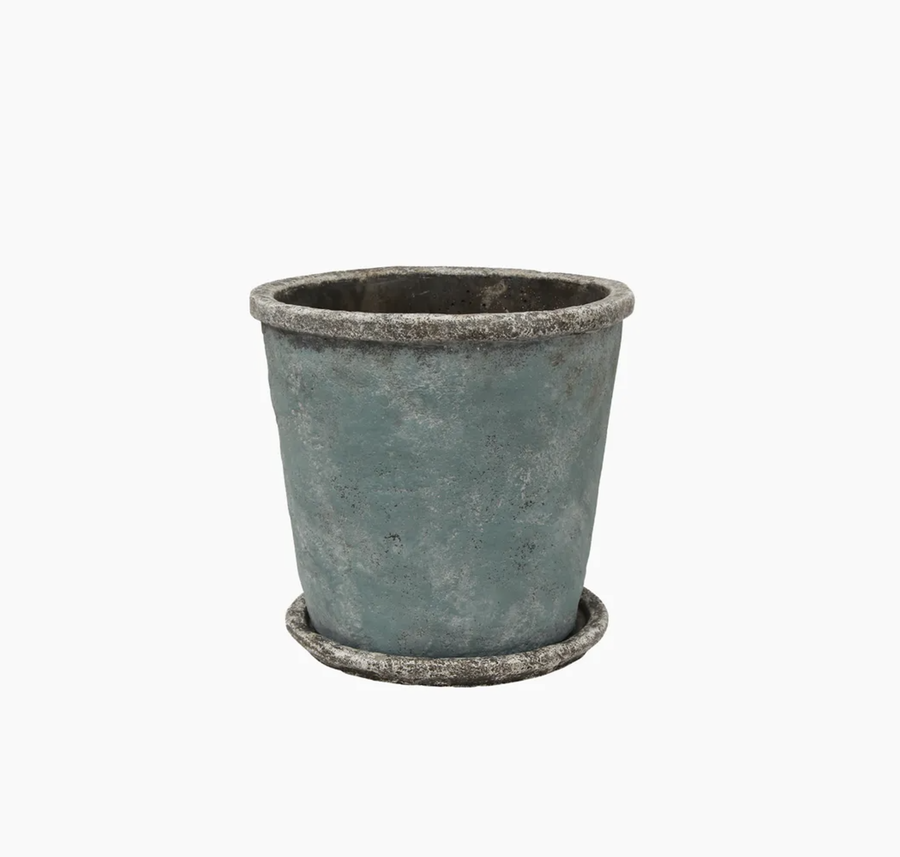 Sea Blue Plant Pot & Saucer Medium