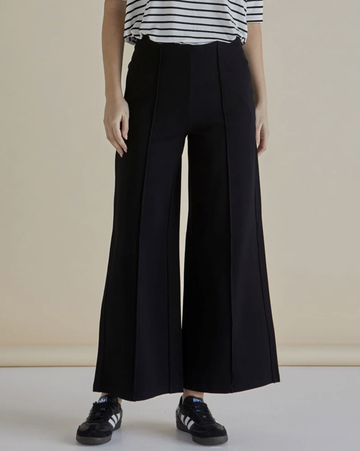 Elodie Wide Leg Ponte Pant - Black