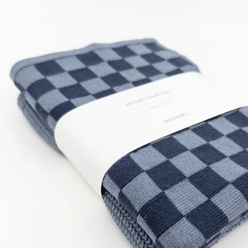 Kitchen Towel Duos - Navy Denim Chequer