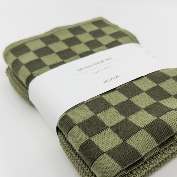 Kitchen Towel Duos - Olive Pistachio Chequer