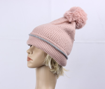 Trim Cashmere Beanie Pink