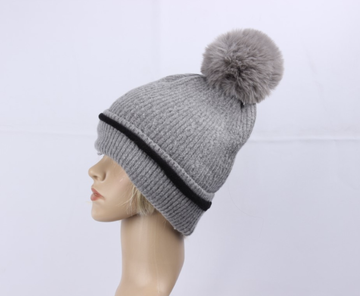 Trim Cashmere Beanie Grey