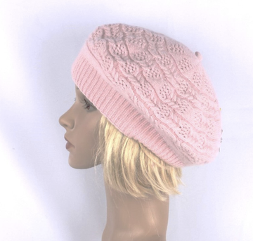 Fancy Knit Beret Pink