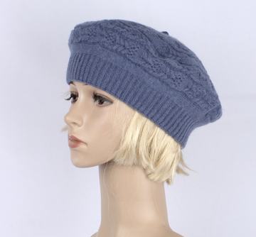 Fancy Knit Beret Blue