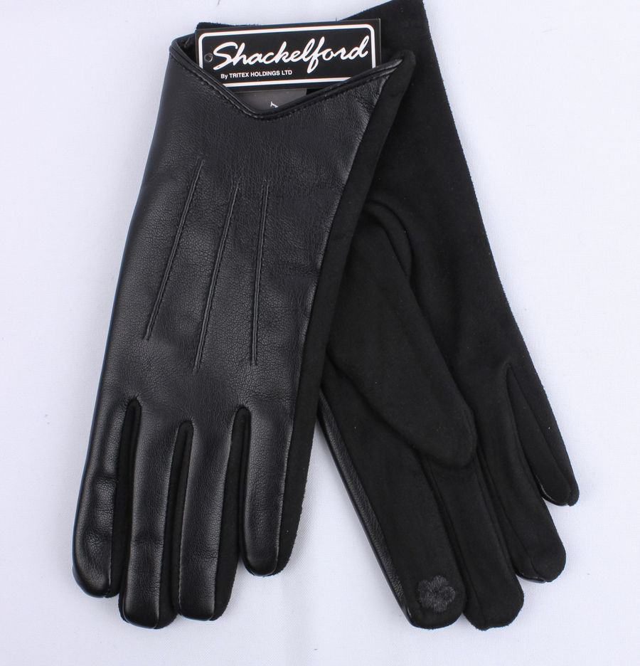 Faux Leather Glove Black