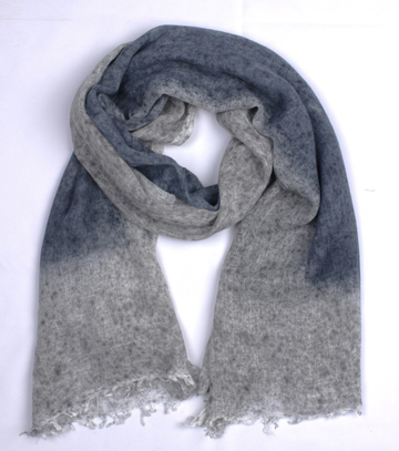 Two Tone Wool Blend Scarf - Navy