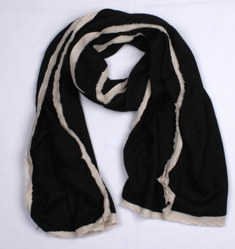 Contrast Wool Blend Scarf - Black