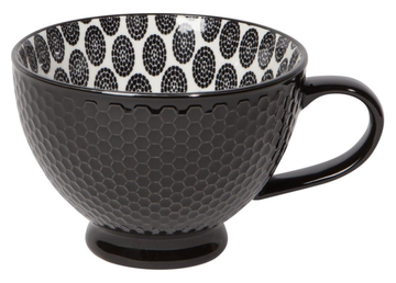 Black Stamped - Latte Stoneware Mug