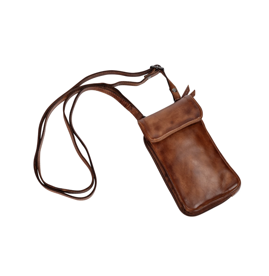 Leather Phone Bag Elk - Cognac