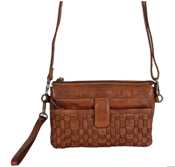 Leather Shoulder Bag Cherry - Cognac