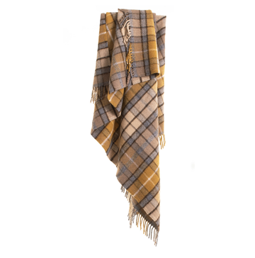 Wool Tartan Throw In Natural Buchanan