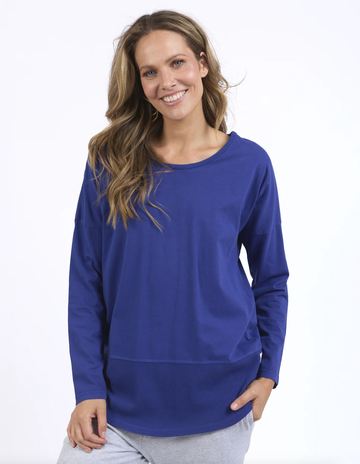 Fundamental Rib Long Sleeve Tee - Deep Blue